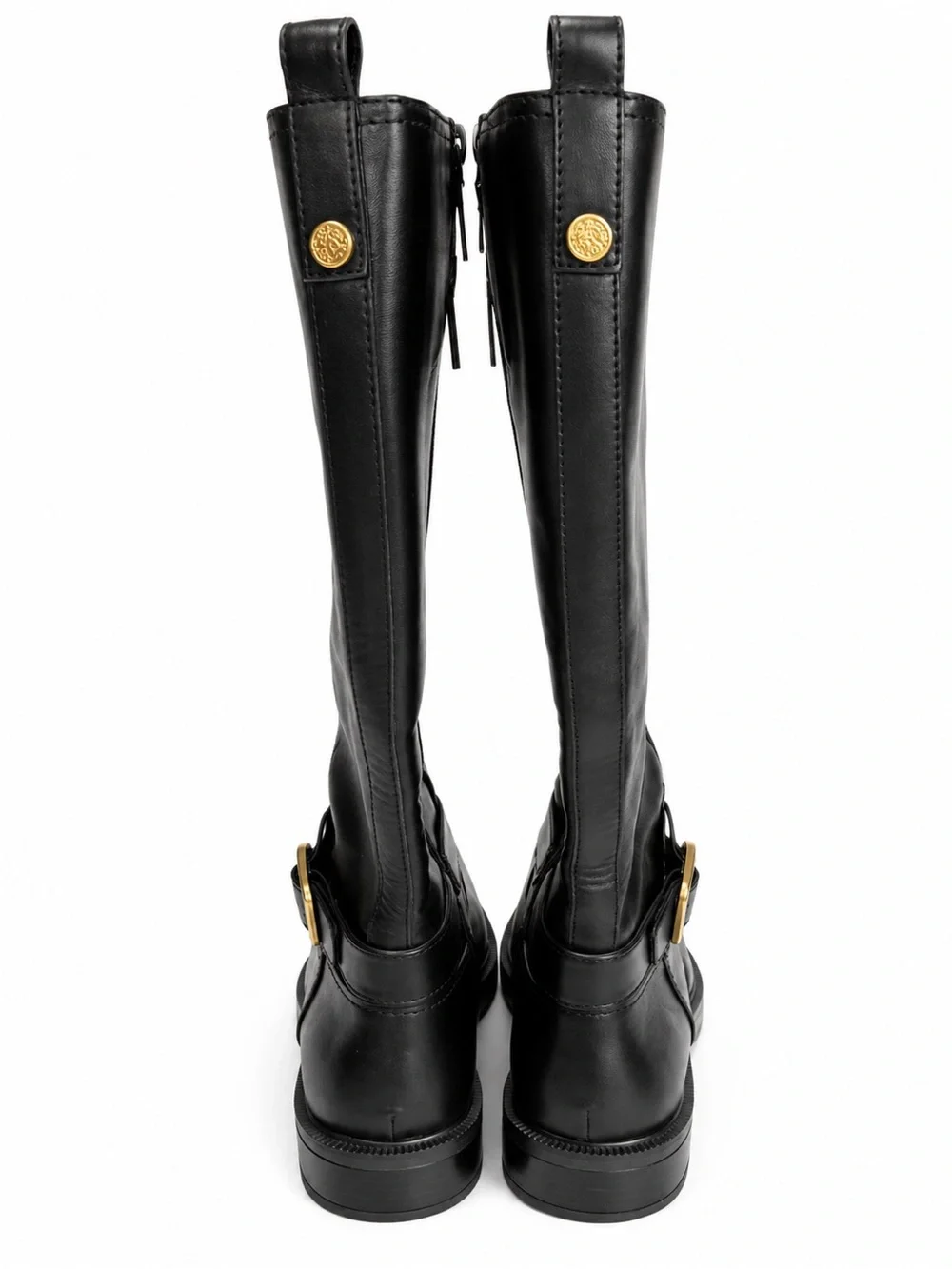 Vince Camuto Black Knee High Riding Boots Women’s 8 NWT Gold Buckle